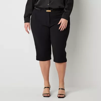 Bold Elements Womens Belted Plus Capri Pants