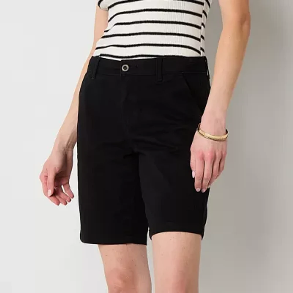 a.n.a Womens 9 3/4" Mid Rise Chino Short-Tall
