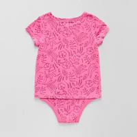 Okie Dokie Toddler Girls Adaptive Round Neck Short Sleeve Bodysuit