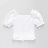 Thereabouts Little & Big Girls V Neck Short Sleeve Blouse