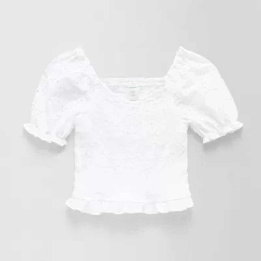 Thereabouts Little & Big Girls V Neck Short Sleeve Blouse