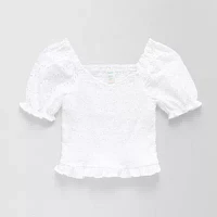 Thereabouts Little & Big Girls V Neck Short Sleeve Blouse
