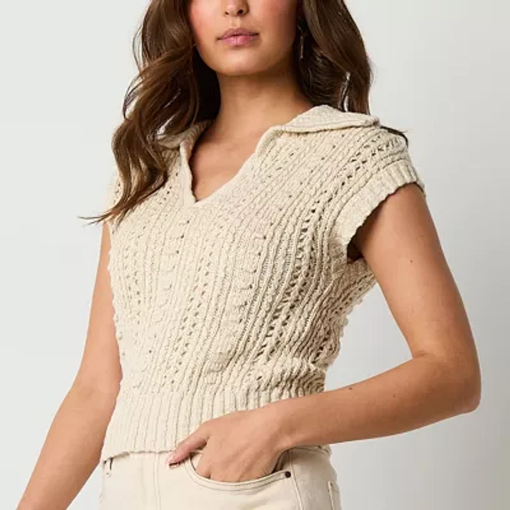 a.n.a Womens Sweater Pointelle Polo