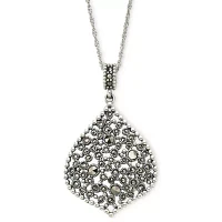 Sterling Silver Marcasite Teardrop Pendant Necklace