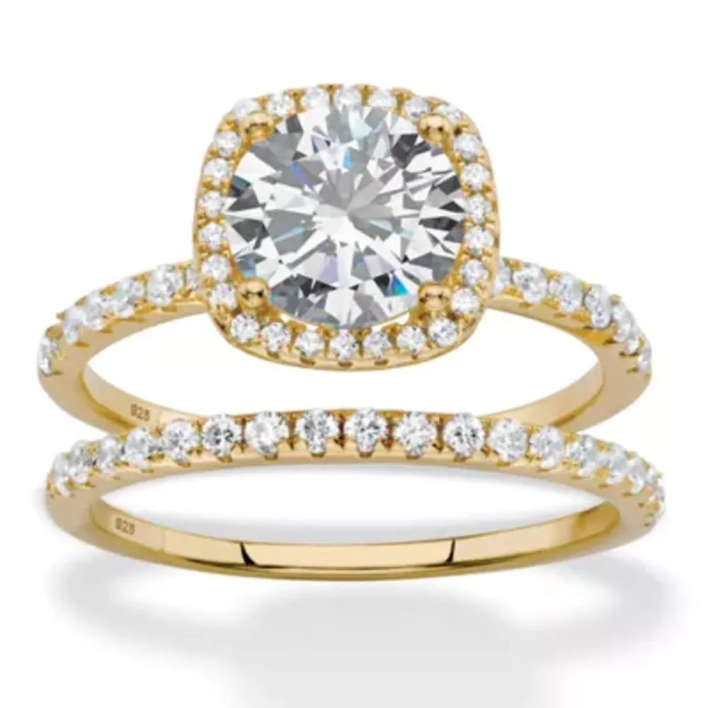 DiamonArt® Womens 2 1/2 CT. T.W. Cubic Zirconia 14K Gold Over Silver Halo Bridal Set