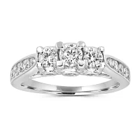 Love Lives Forever Womens 1 CT. T.W. Natural White Diamond 14K Gold 3-Stone Engagement Ring