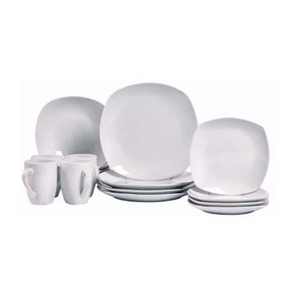 Tabletops Unlimited® Quinto White Porcelain Square 16-pc. Dinnerware Set