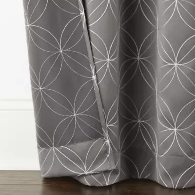 Regal Home Perth Geometric Embroidery Rod Pocket Blackout Set of 2 Curtain Panels