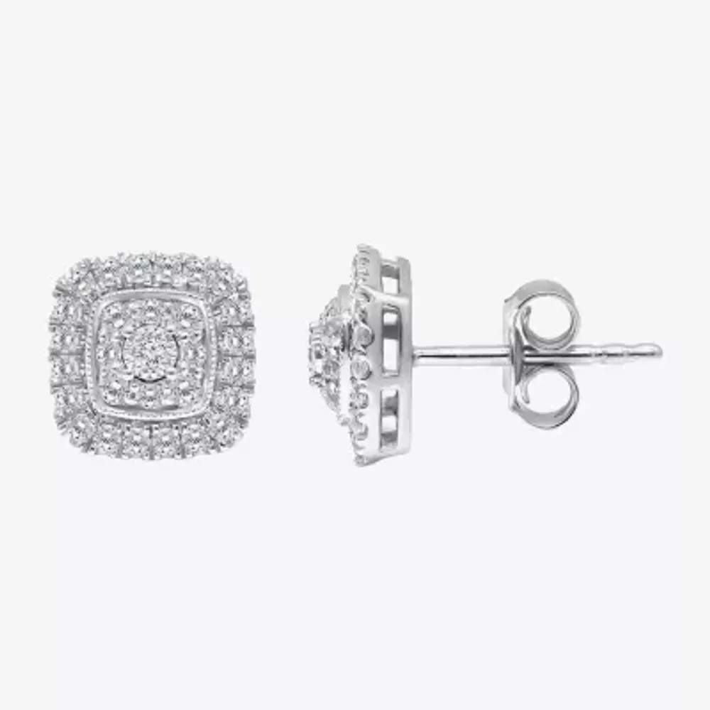 Tru Miracle (I / I1) 1/2 CT. T.W. Lab Grown White Diamond 10K White Gold 9.3mm Cushion Stud Earrings