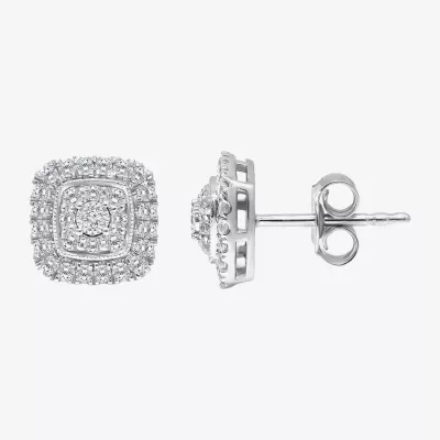 Tru Miracle (I / I1) 1/2 CT. T.W. Lab Grown White Diamond 10K White Gold 9.3mm Cushion Stud Earrings