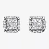 1/2 CT. T.W. Natural White Diamond 10K White Gold 7.6mm Cushion Stud Earrings