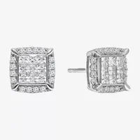 1/2 CT. T.W. Natural White Diamond 10K White Gold 7.6mm Cushion Stud Earrings