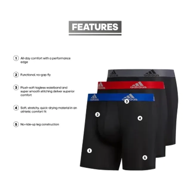 adidas Performance Mens 3 Pack Trunks, Color: Black Gray - JCPenney