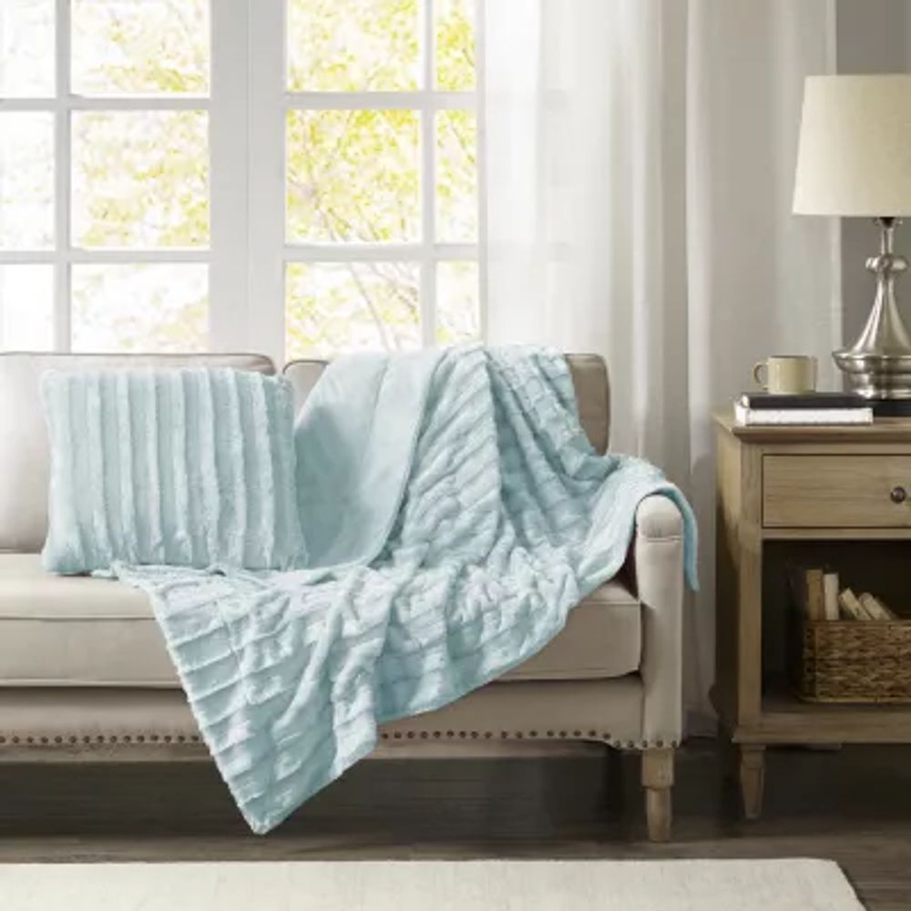 Madison Park York Faux Fur Square Throw Pillow