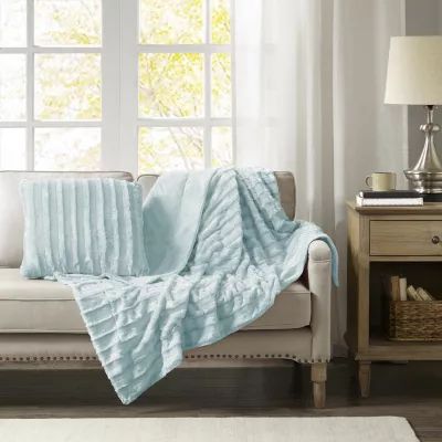 Madison Park York Faux Fur Square Throw Pillow