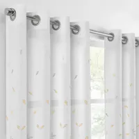 Fieldcrest Arden Floral Flutter Cotton Sheer Grommet Top Single Curtain Panel