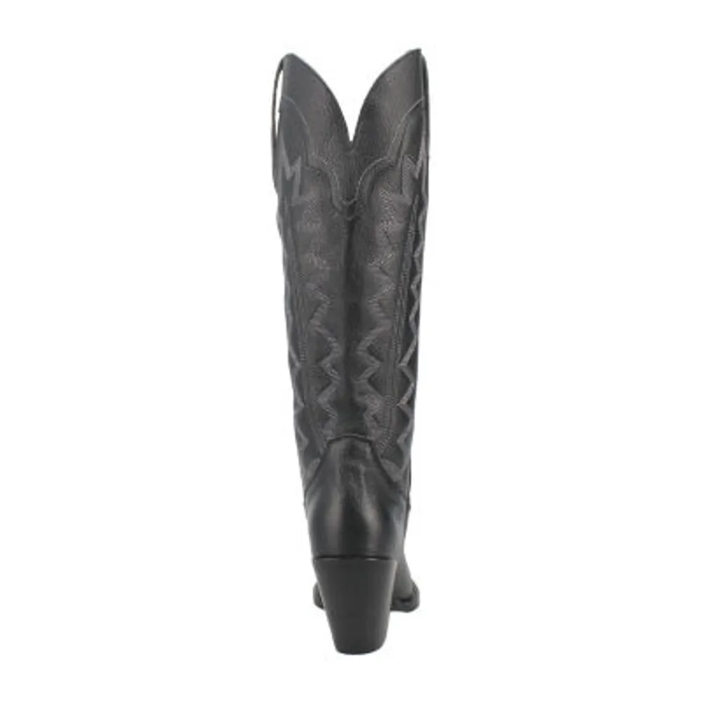 Dingo Women's High Cotton Leather Stacked Heel Cowboy Boots