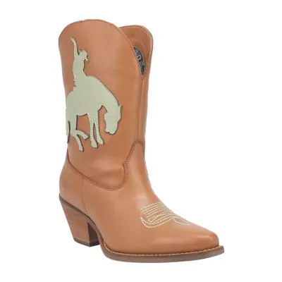 Dingo Women's Let 'Er Buck Leather Stacked Heel Cowboy Boots