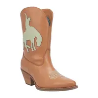 Dingo Women's Let 'Er Buck Leather Stacked Heel Cowboy Boots