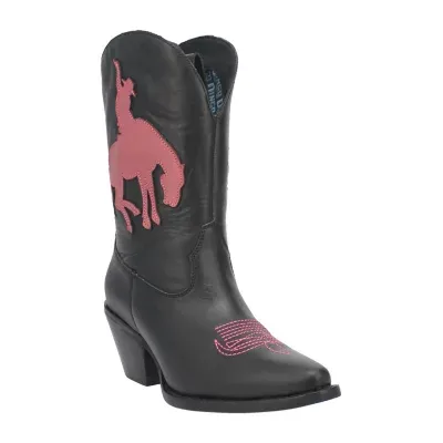 Dingo Women's Let 'Er Buck Leather Stacked Heel Cowboy Boots
