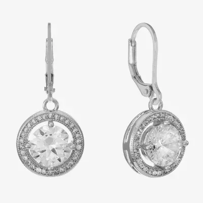 Monet Jewelry Silver Tone Cubic Zirconia Round Drop Earrings