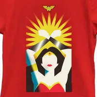 Little & Big Girls Crew Neck Short Sleeve DC Comics Wonder Woman Graphic T-Shirt
