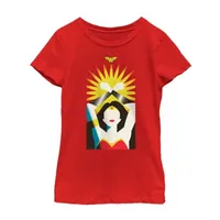 Little & Big Girls Crew Neck Short Sleeve DC Comics Wonder Woman Graphic T-Shirt