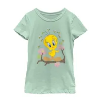 Little & Big Girls Tweety Crew Neck Short Sleeve Looney Tunes Graphic T-Shirt