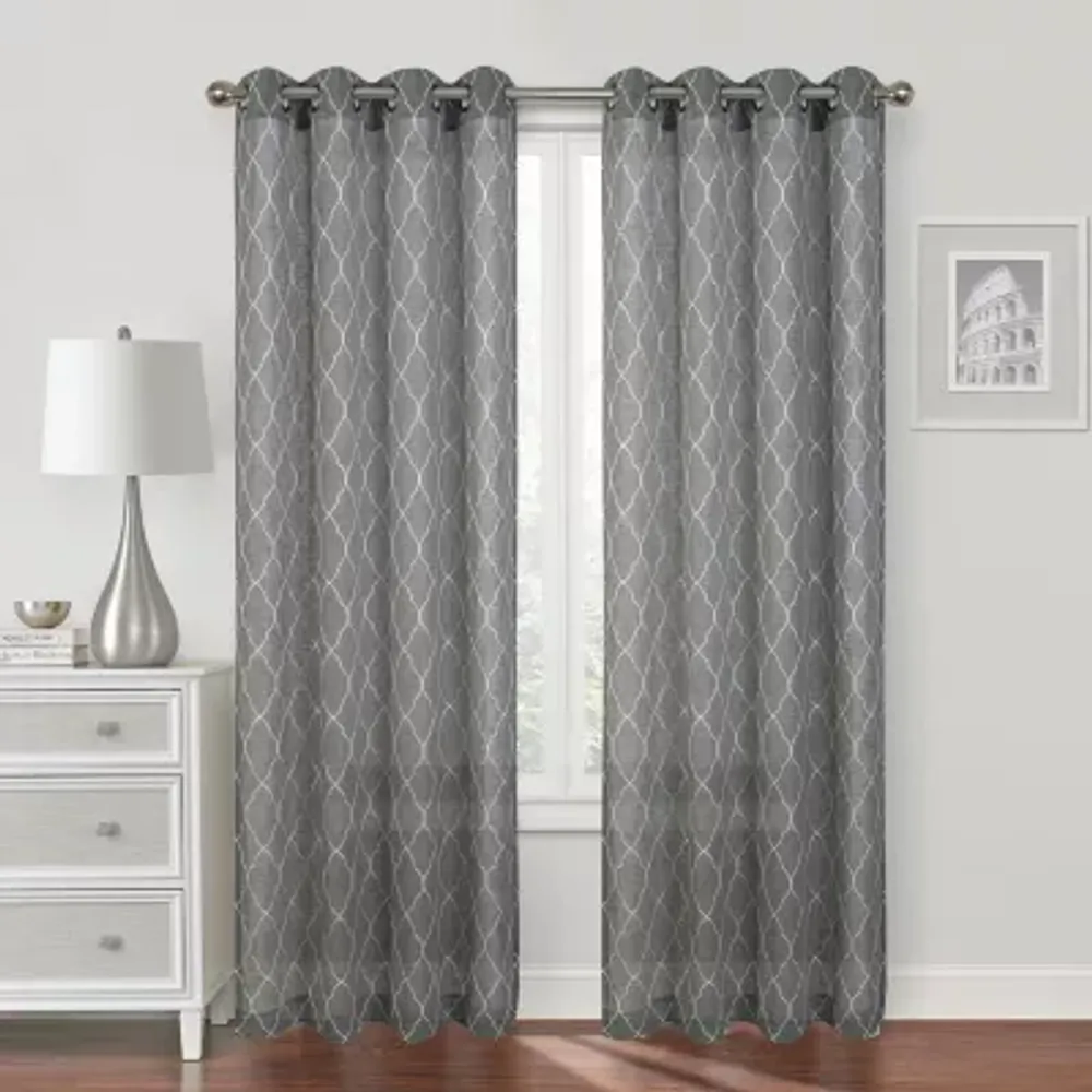 Regal Home Bayview Embroidered Sheer Grommet Top Single Curtain Panel