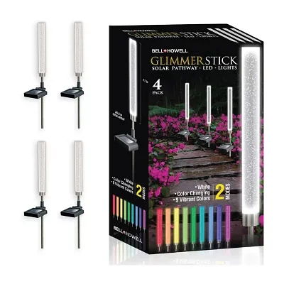 Bell + Howell Glimmer Sticks Solar Powered Landscape Lighting - Set of 4