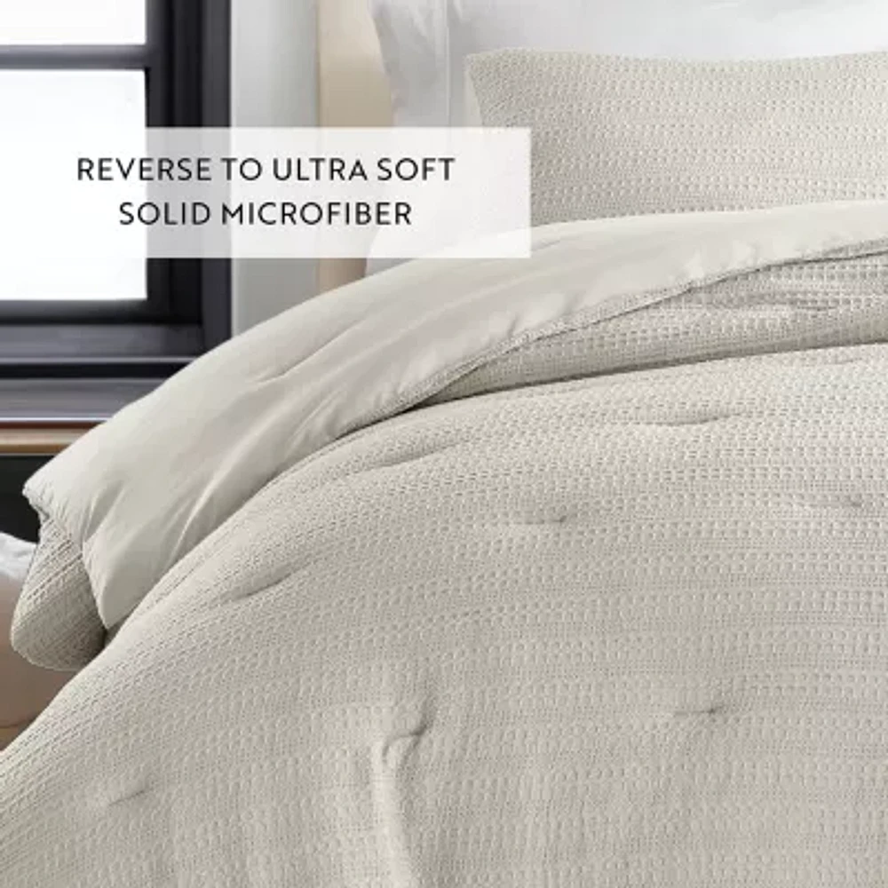 Casual Comfort Waffle Textured Midweight Down Alternative Comforter Set