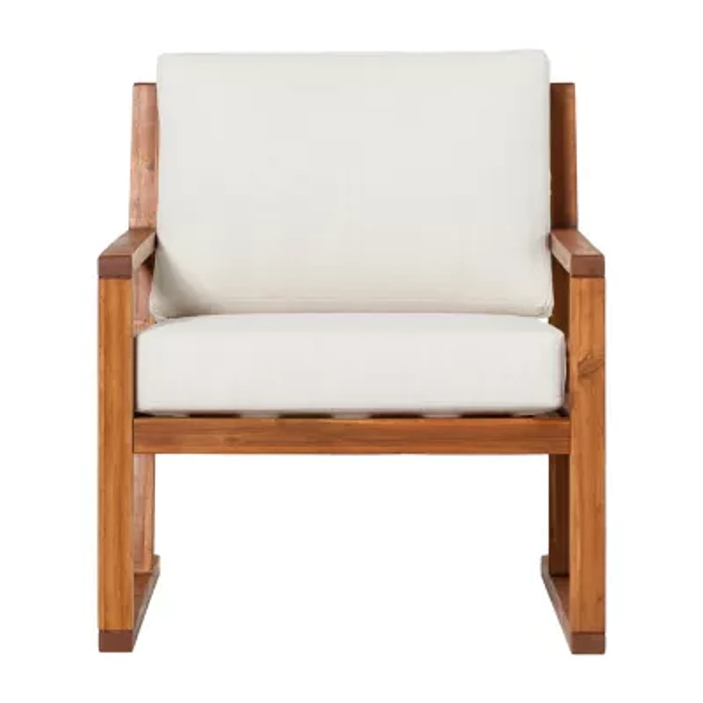 Modern Slat Back Wood Outdoor Club Chair