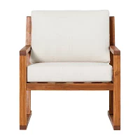 Modern Slat Back Wood Outdoor Club Chair