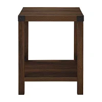 Farmhouse Rustic Wood Square Side Table