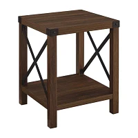 Farmhouse Rustic Wood Square Side Table