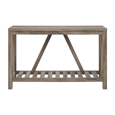 Farmhouse Slatted Shelf Entryway Table