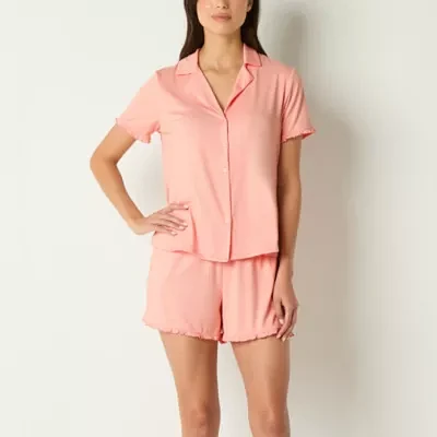 Ambrielle Womens Short Sleeve 2-pc. Shorts Pajama Set