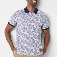 St. John's Bay Premium Print Dexterity Mens Classic Fit Easy-on + Easy-off Adaptive Short Sleeve Polo Shirt