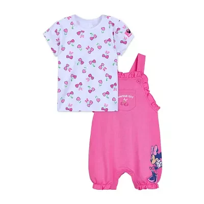 Disney Baby Girls 2-pc. Minnie Mouse Shortall Set