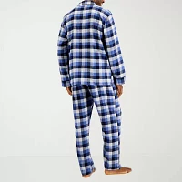 Hanes Mens Flannel Long Sleeve 2-pc. Pant Pajama Set