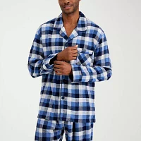 Hanes Mens Flannel Long Sleeve 2-pc. Pant Pajama Set