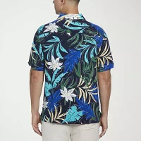 Cubavera Tropical Print Mens Regular Fit Short Sleeve Button-Down Shirt