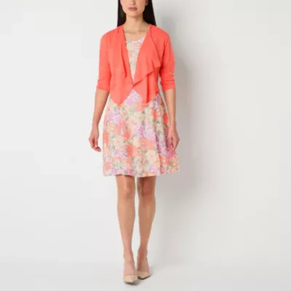 Perceptions Womens Floral Jacket Dress