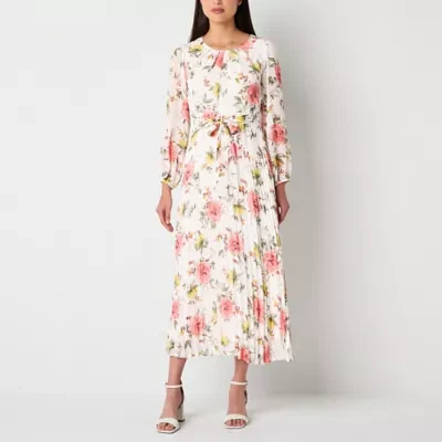 Studio 1 Womens Long Sleeve Floral Maxi Dress