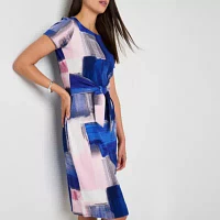 R & K Originals Womens Short Sleeve Abstract Midi Shift Dress