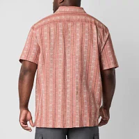 mutual weave Camp Big and Tall Mens Classic Fit Short Sleeve Striped Button-Down Shirt