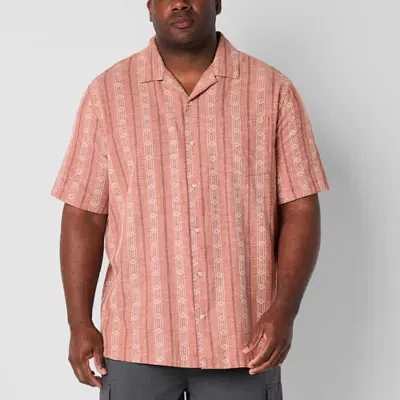 mutual weave Camp Big and Tall Mens Classic Fit Short Sleeve Striped Button-Down Shirt