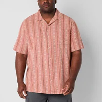 mutual weave Camp Big and Tall Mens Classic Fit Short Sleeve Striped Button-Down Shirt