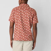mutual weave Mens Short Sleeve Camp Shirt