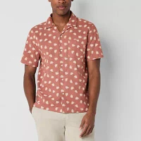 mutual weave Mens Short Sleeve Camp Shirt